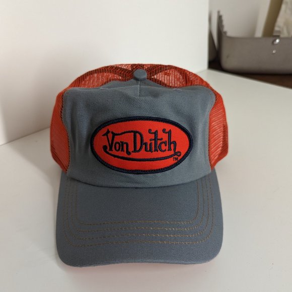Von Dutch Classic Trucker Hat - NWT - Burnt Orange and Grey - Picture 9 of 12